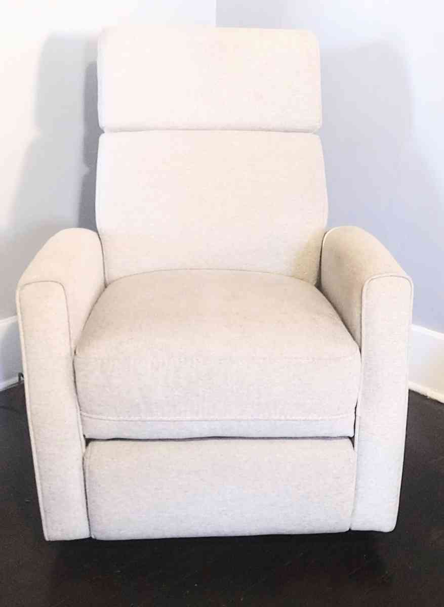 Theo Power Swivel Glider Recliner Linen Fabric Adj  Headrest