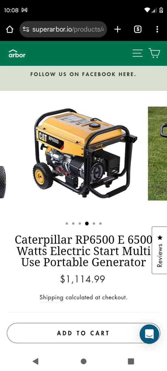 CAT RP6500 GAS POWERED PORTABLE GENERATOR  and homelite 4400