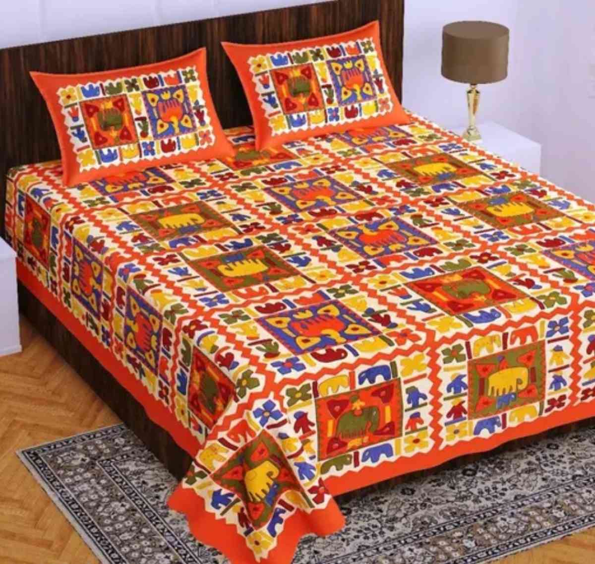 Rajasthani 100 Jaipuri Cotton King Size Double Bedsheet With