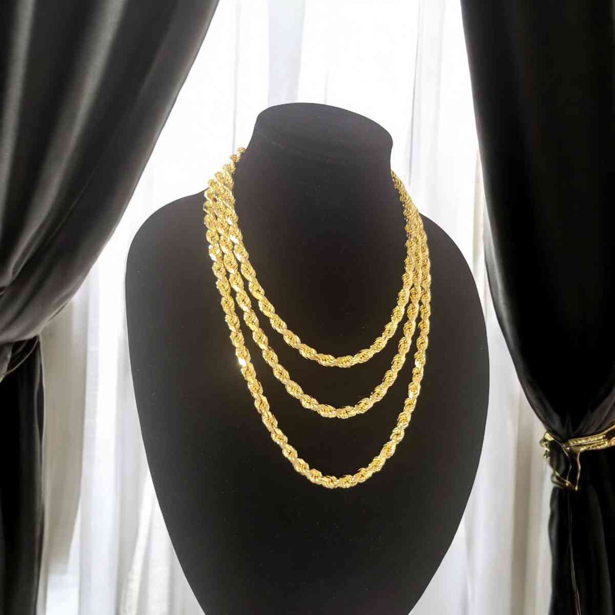 3 mm  22 INCHES  4mm 24 INCHES  5mm  24 IN GOLD PLATED