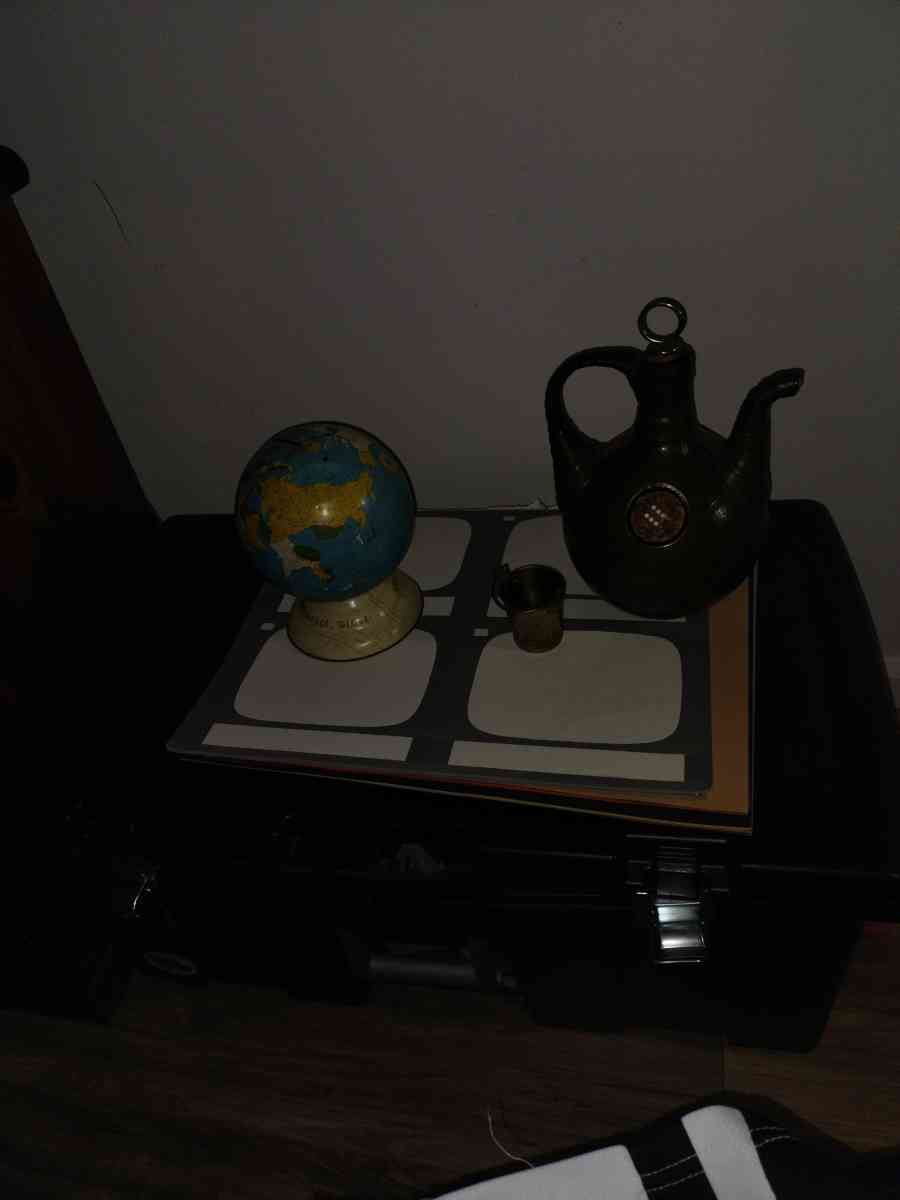 old kids toy truck GLOBE piggy bank antique pitcher and 3