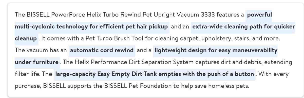 Bissell Powerforce Helix Turbo Rewind Pet Upright Vacuum