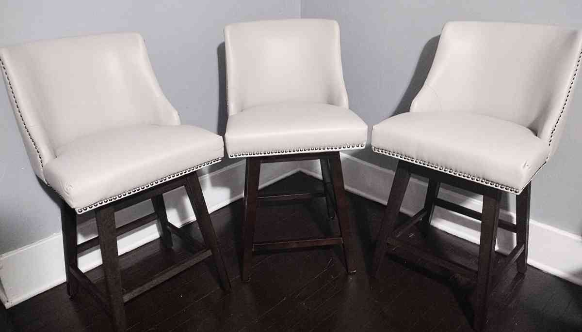 Asher Light Gray Swivel Nailhead Trim Counter Stool Set of 3