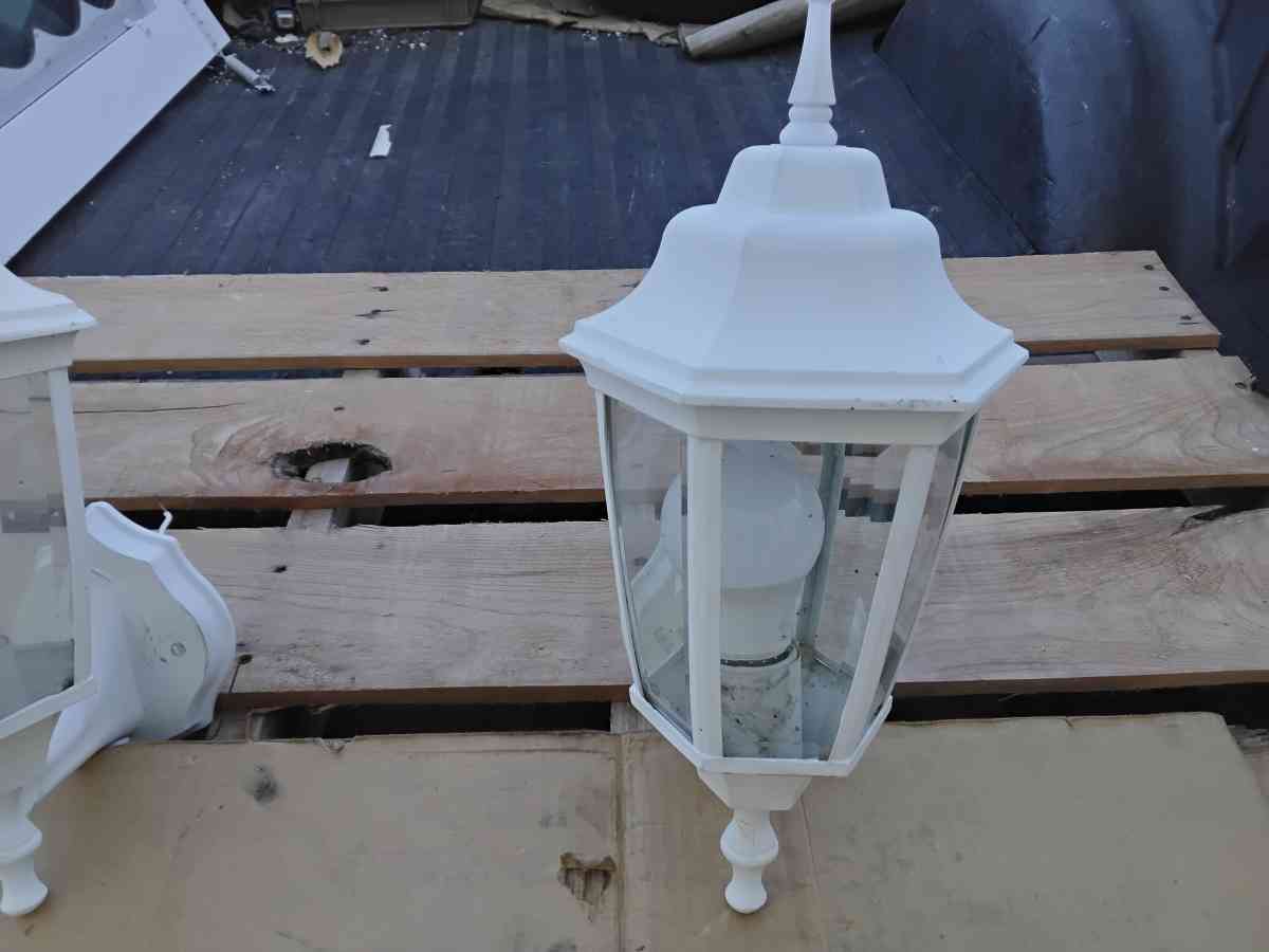 White WallMount Lighting Central Park StyleTwilight Sentinel