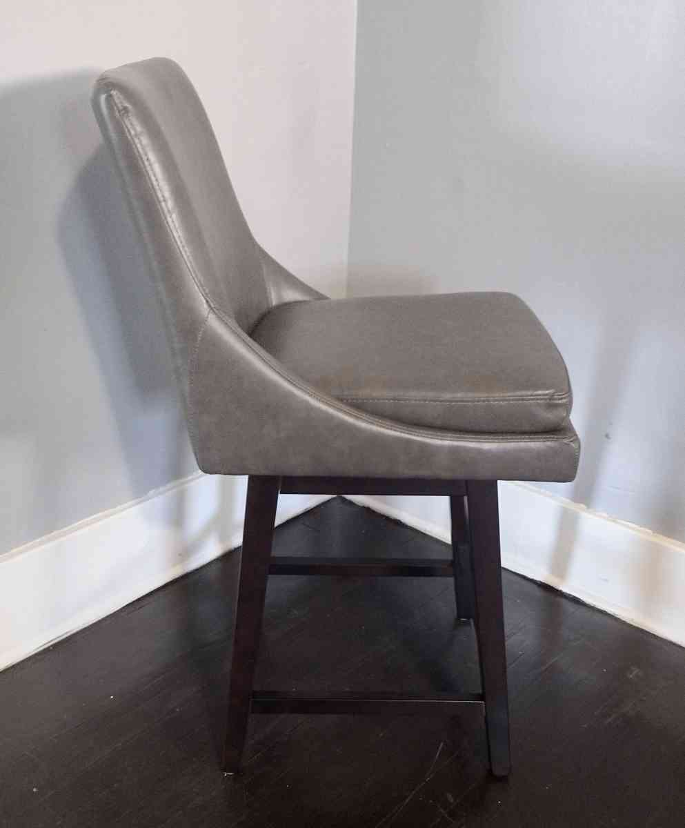 FIRE SALE Lissa Retro Gray Faux Leather Swivel Counter Stool