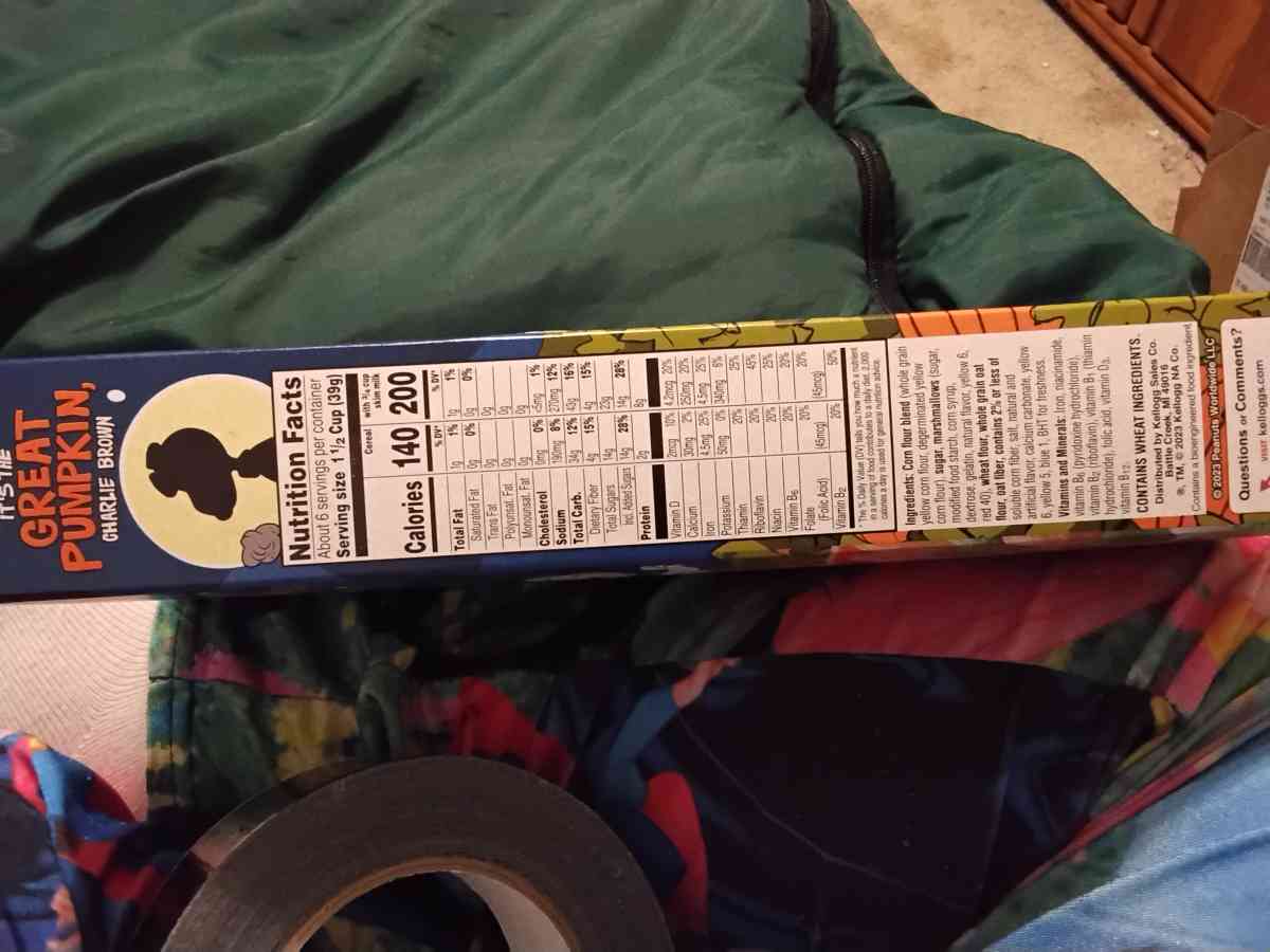 Collective box of ITS THE Great PUMPKIN CHARLIE BROWN cereal