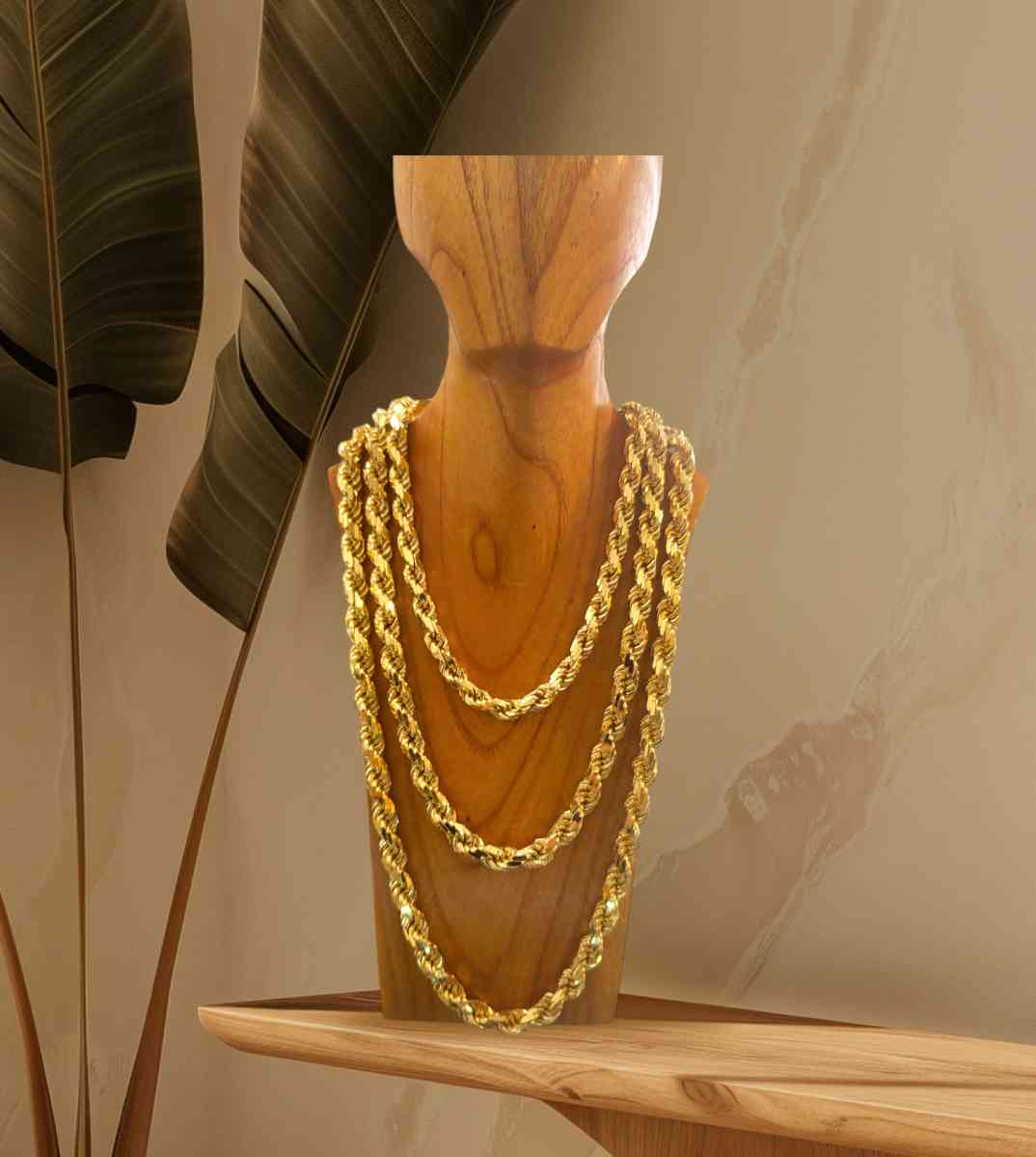 Luxury Diamond cut solid rope gold over silver chains