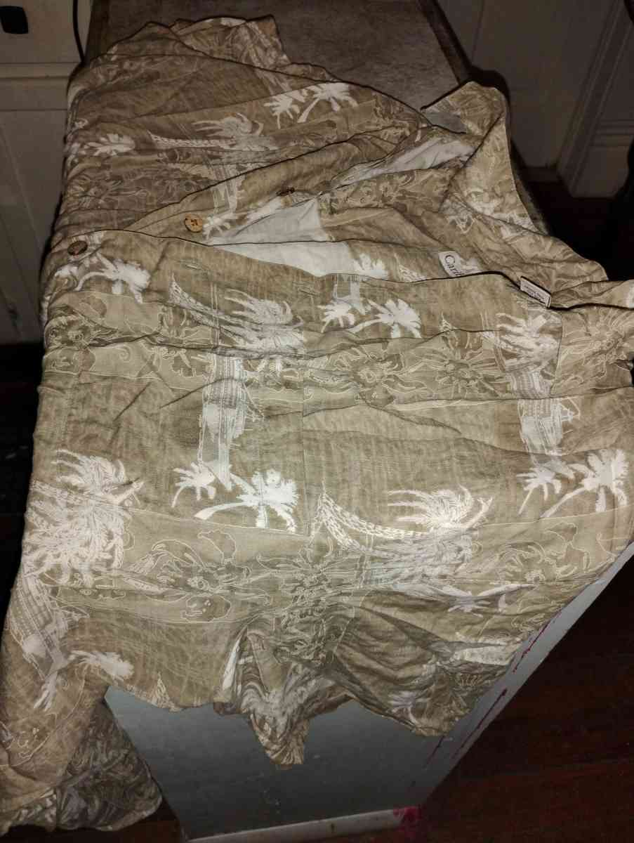 button up shirt hawwawi style white print silk material