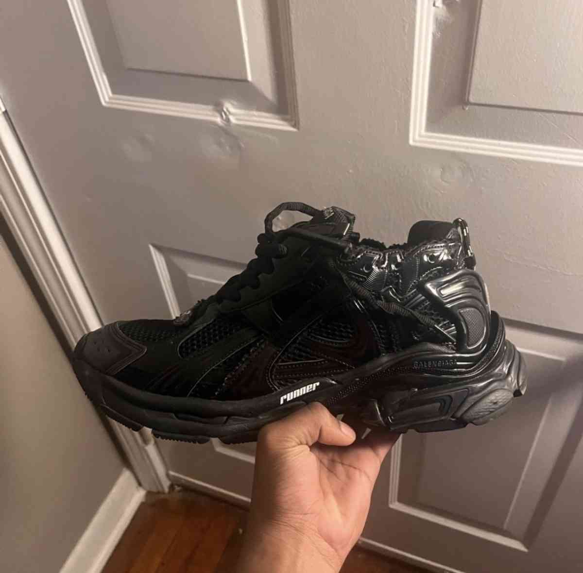 black balenciaga runner sneakers