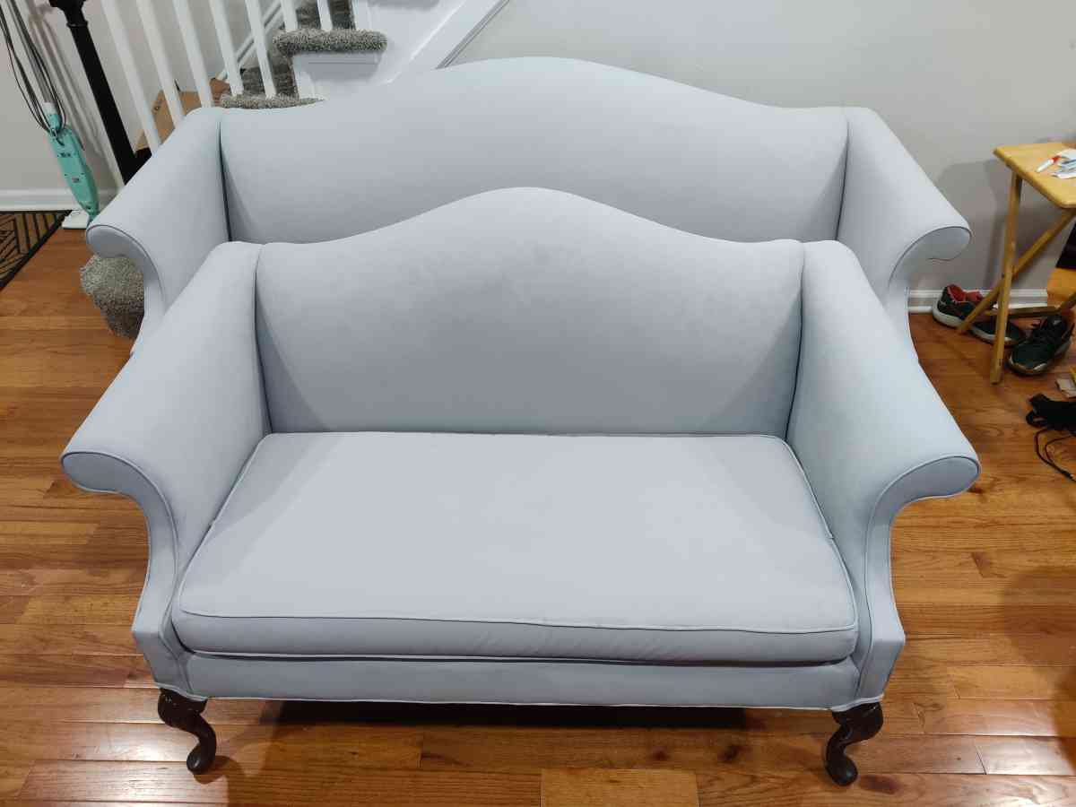 Ash Gray and Blue Couch Set
