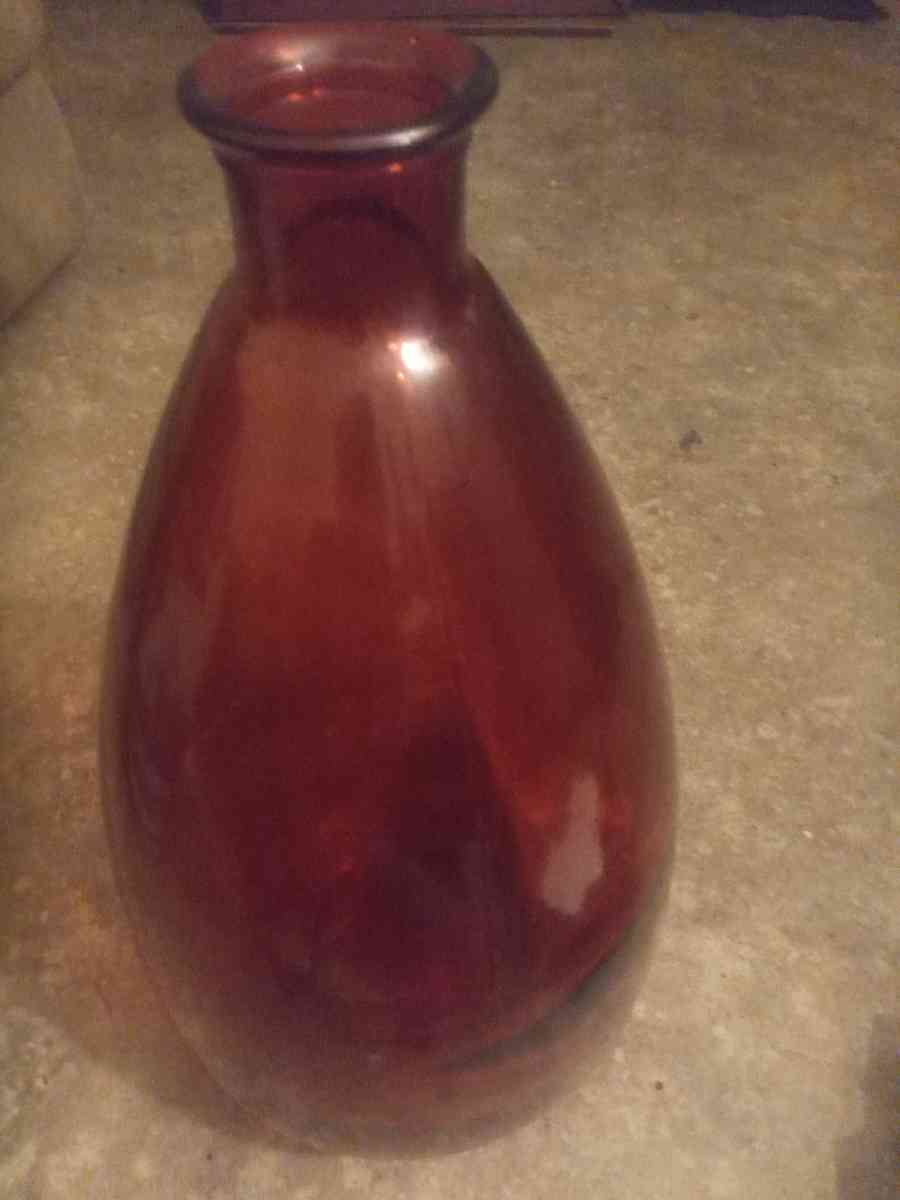 tall large red glass vase
