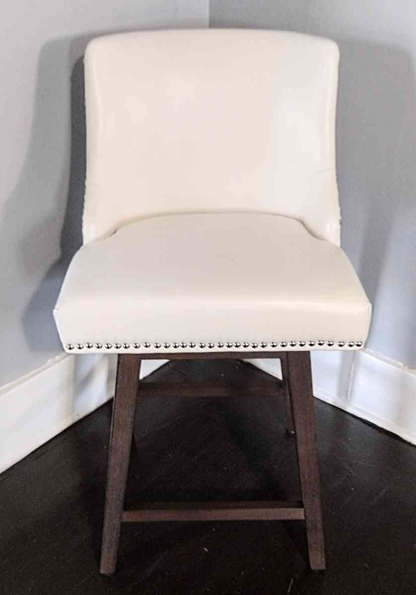 Asher White Swivel Nailhead Trim Counter Stool