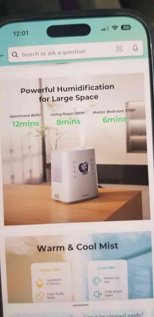 HOMVANAsmart hybrid Ultrasonic Humidifier