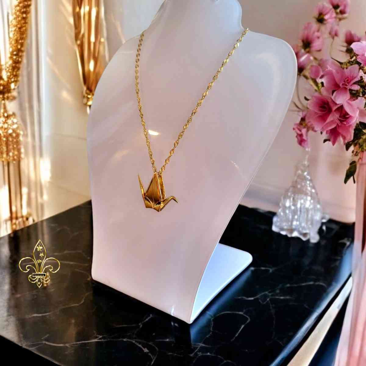 14 KT GOLD SOLID Crane pendat available