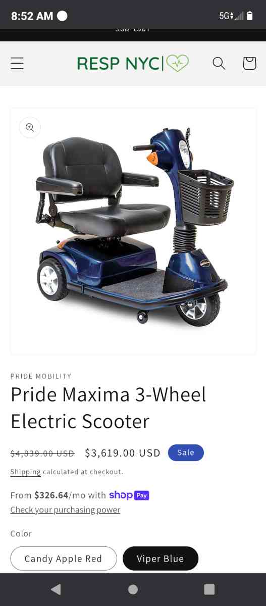 Blue And Black Pride Maxima Mobility Scooter