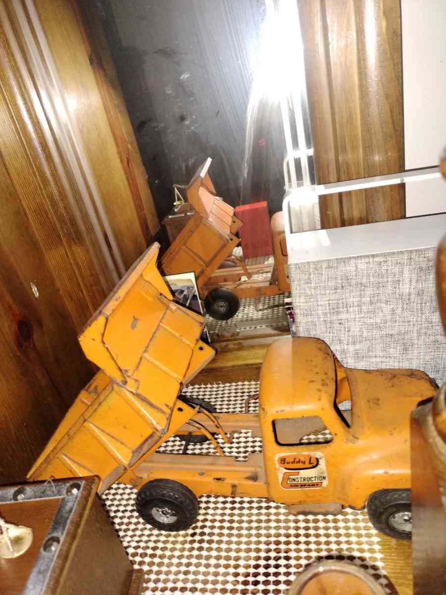 old kids toy truck GLOBE piggy bank antique pitcher and 3