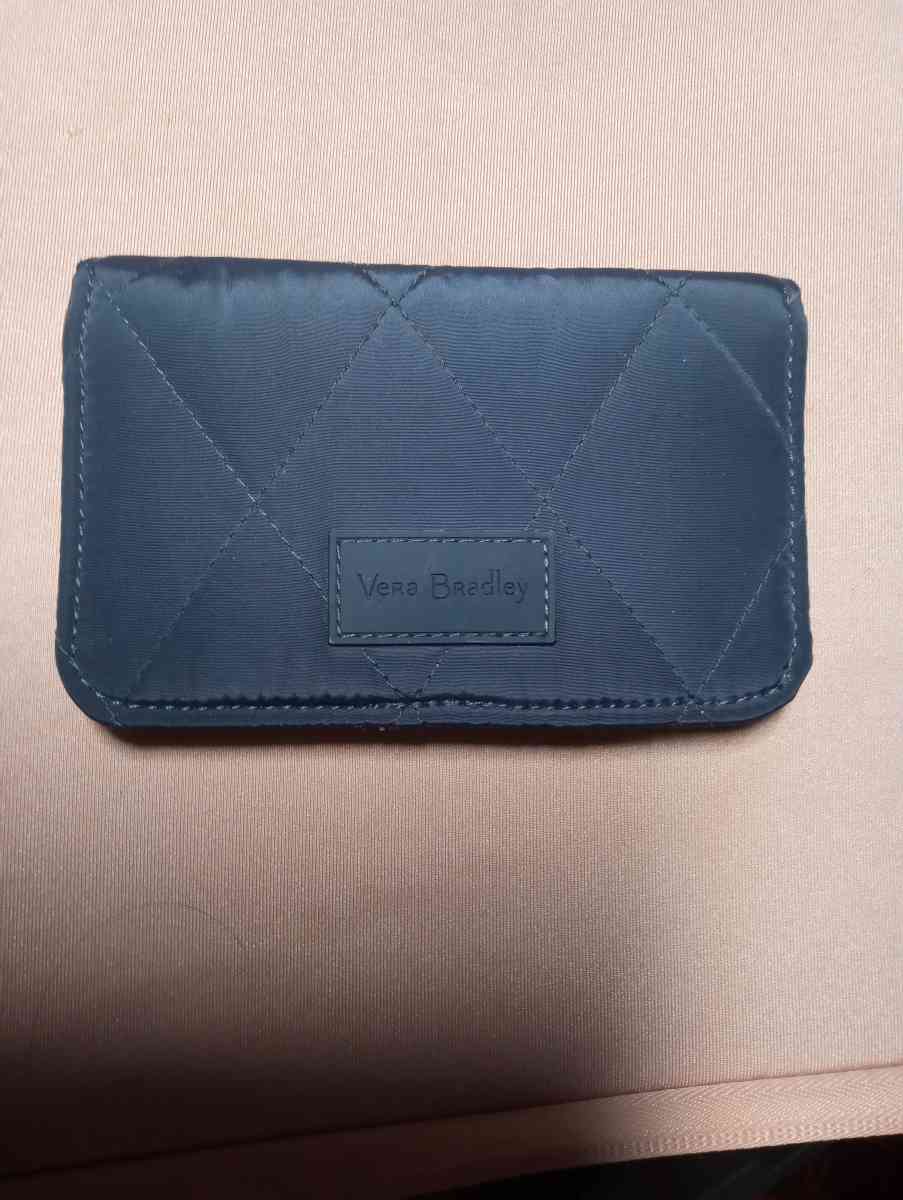 Vera Bradley RIFD Navy Blue Zip Up Wallet