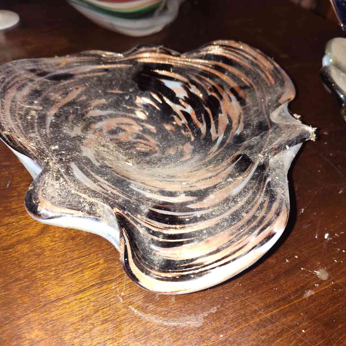 vintage brown swirl glass