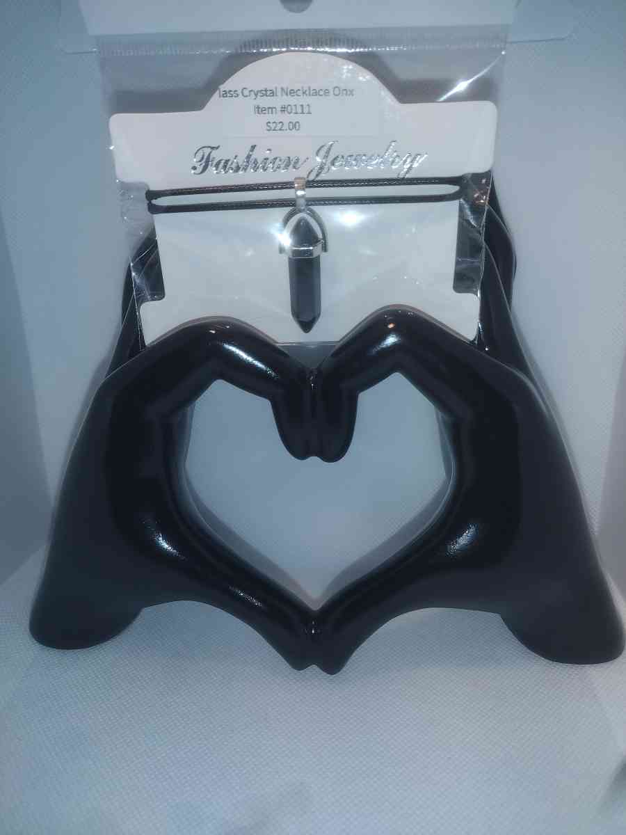 Onyx Glass Pendant Necklace