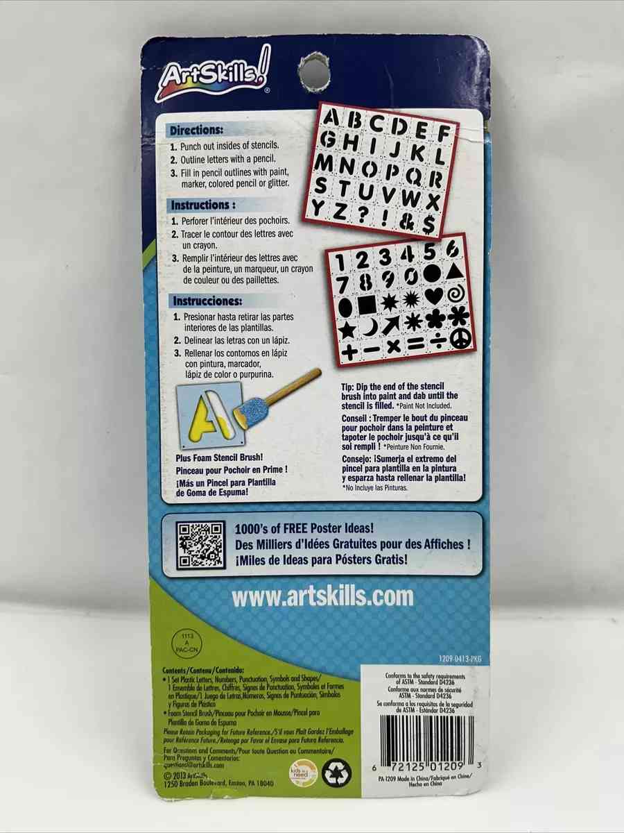 ArtSkills 225 Letter  Number Stencil 60 Pieces