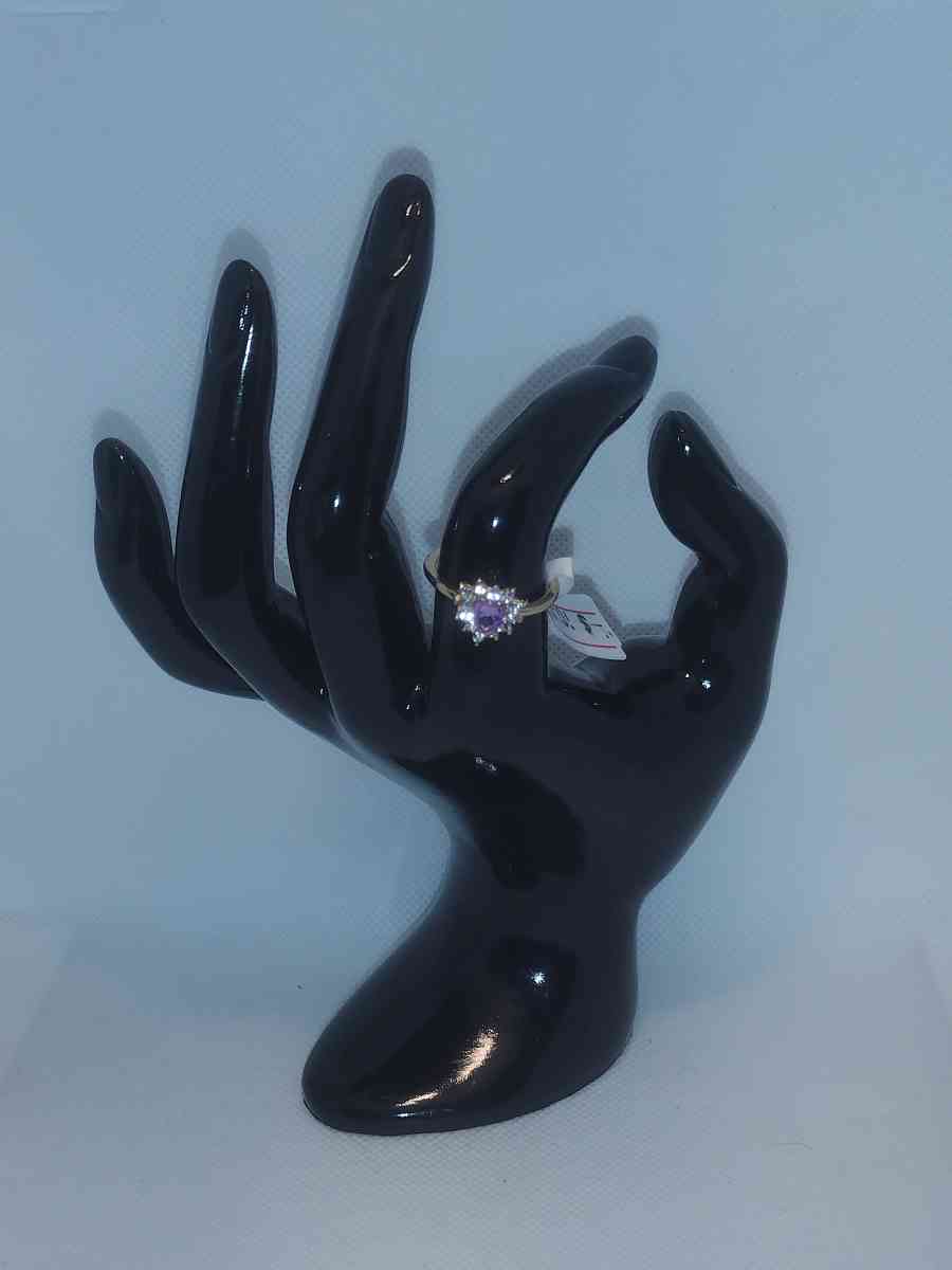 Purple White Heart Chic Rhinestone Ring
