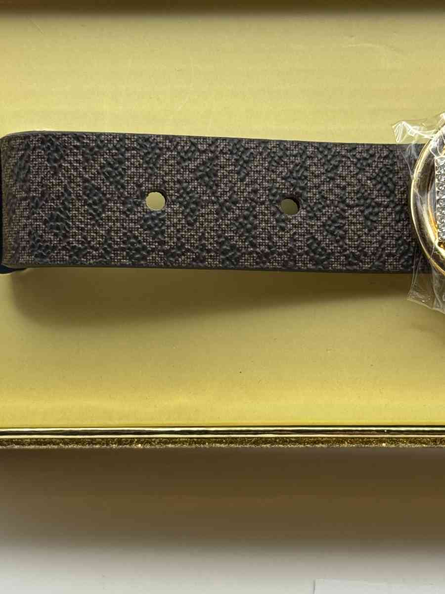 NWT Michael Kors Brown Signature Reversible Pave Logo Belt I