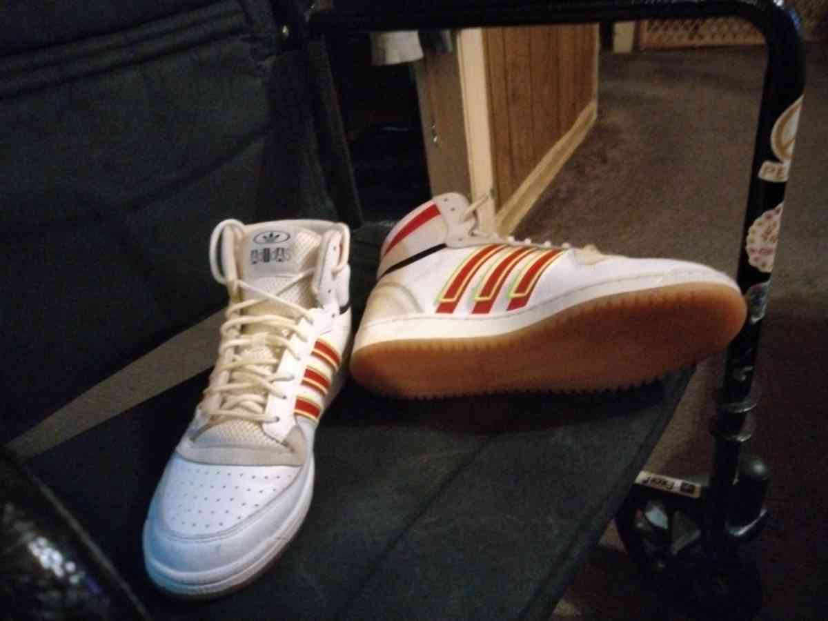 white with red and black stripes