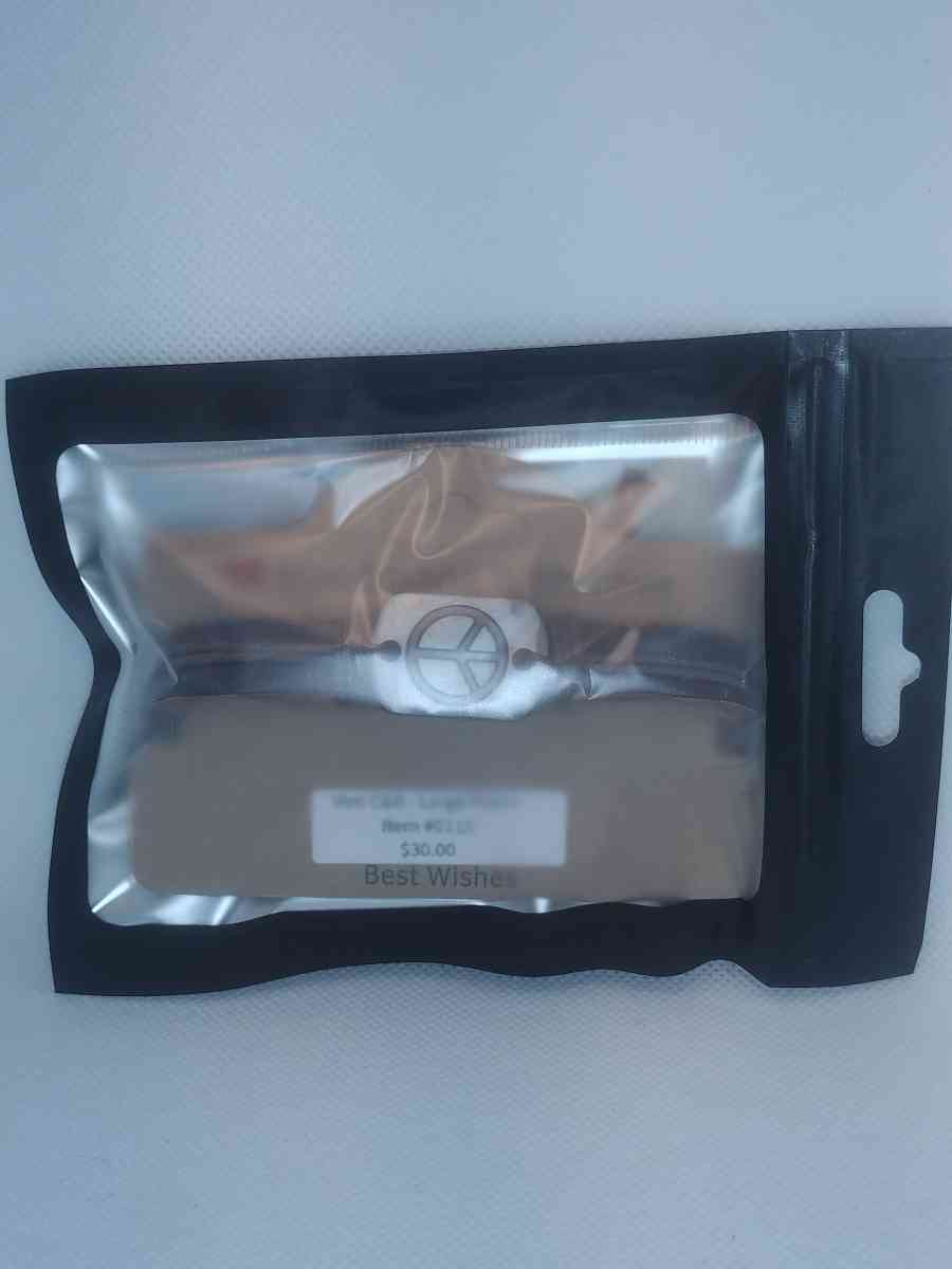 Etched Peace Leather Bracelet VCB