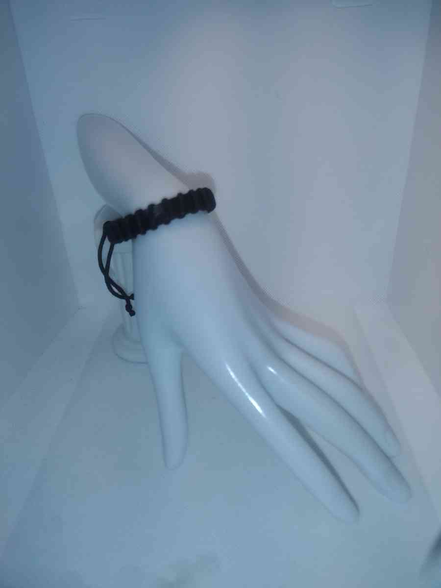 Faux Leather Bracelet back stitch black