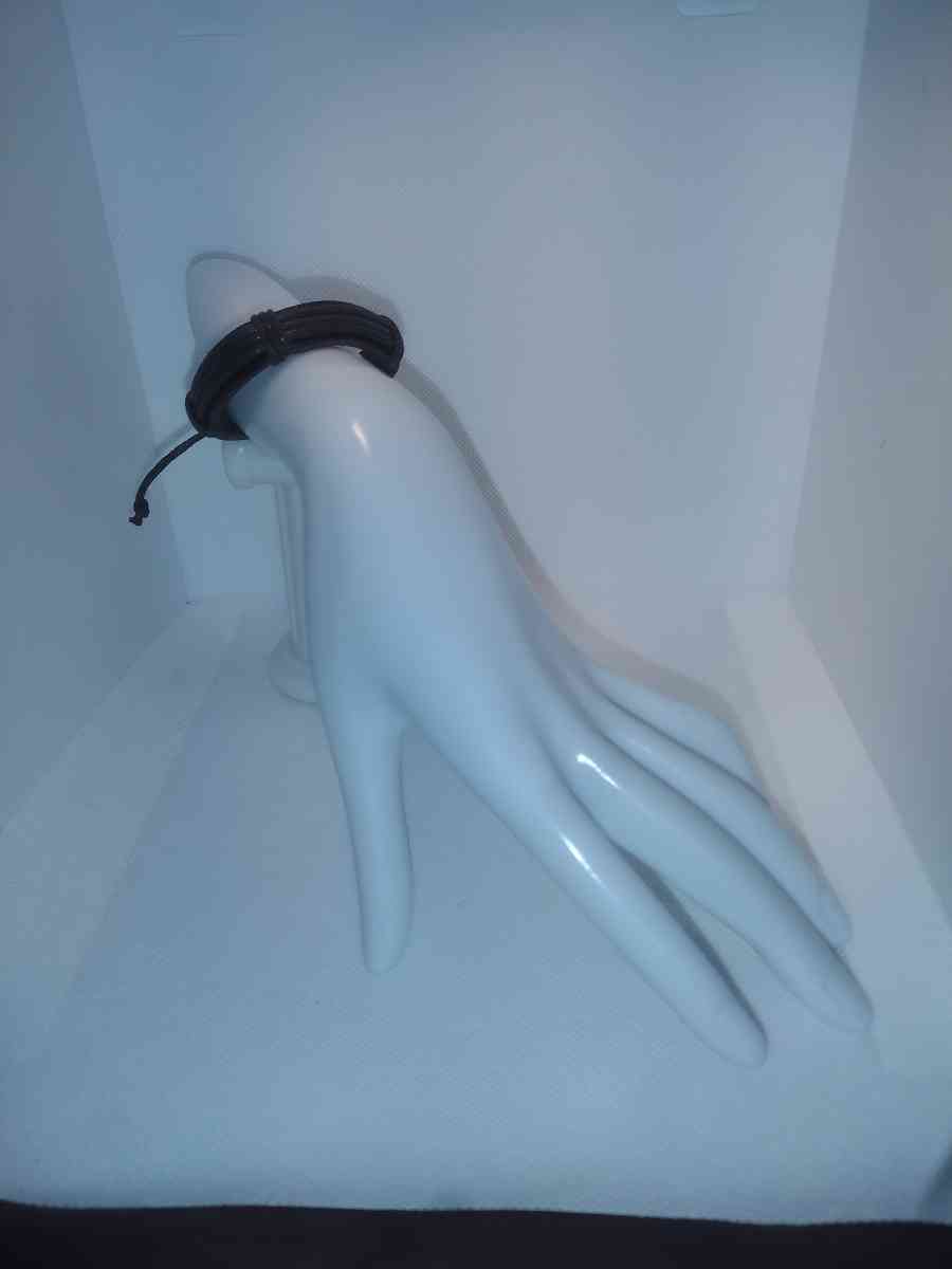 Faux Leather Bracelet 3 Cord Brown