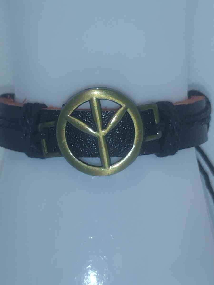 Black Peace Leather Bracelet VCB
