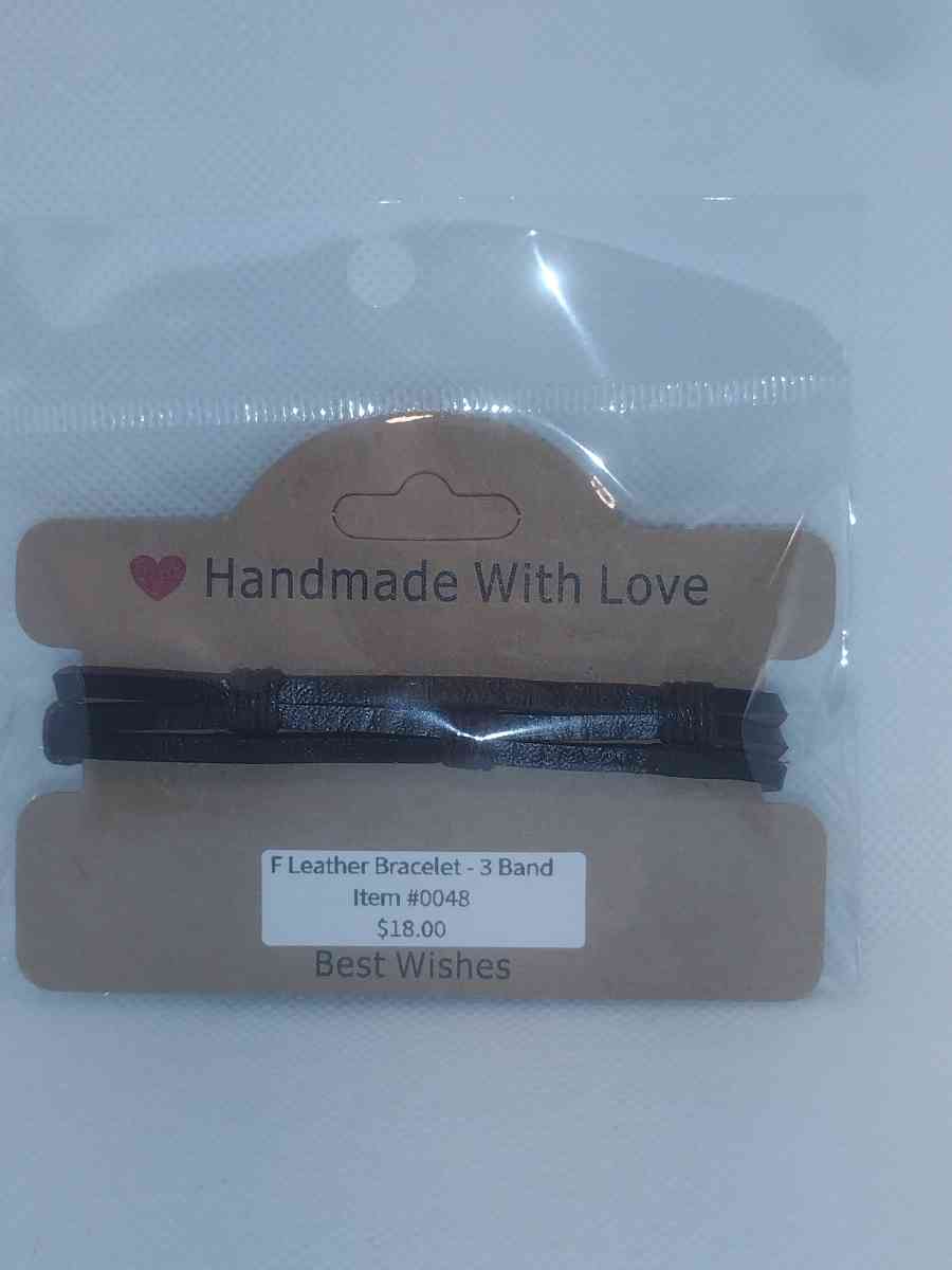Faux Leather Bracelet 3 Band brown
