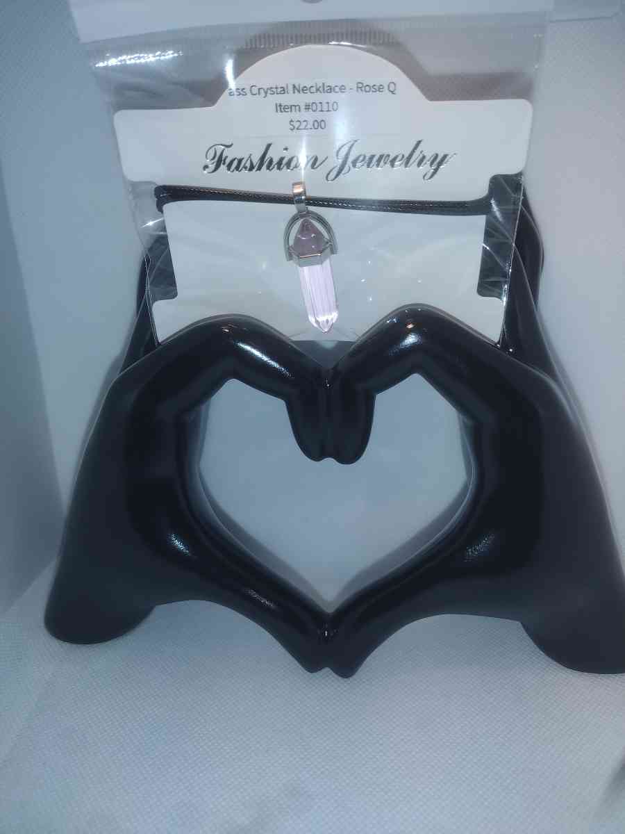 Rose Quartz Glass Pendant Necklace