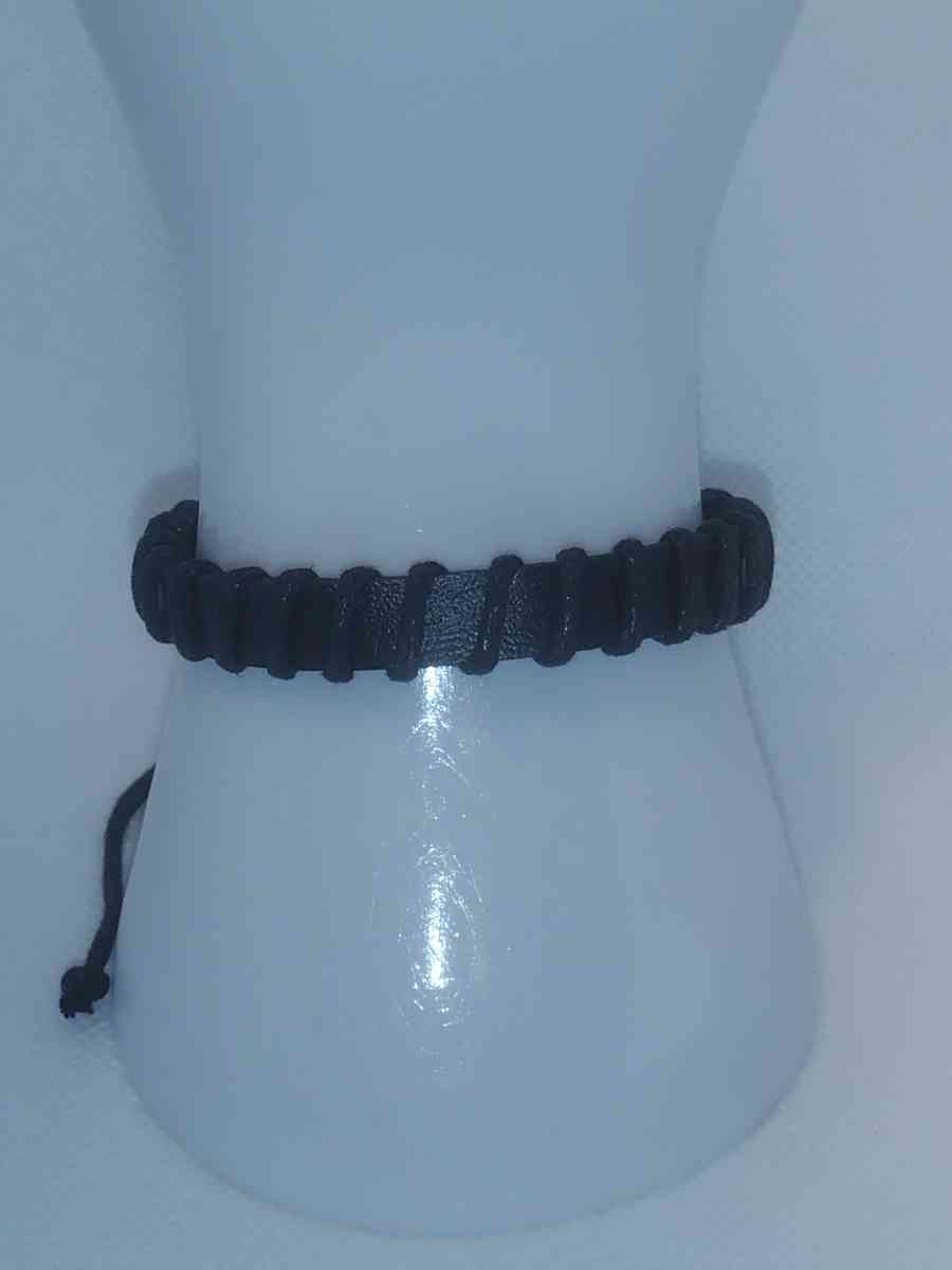 Faux Leather Bracelet back stitch black