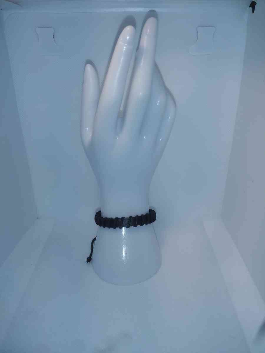 Faux Leather Bracelet back stitch black