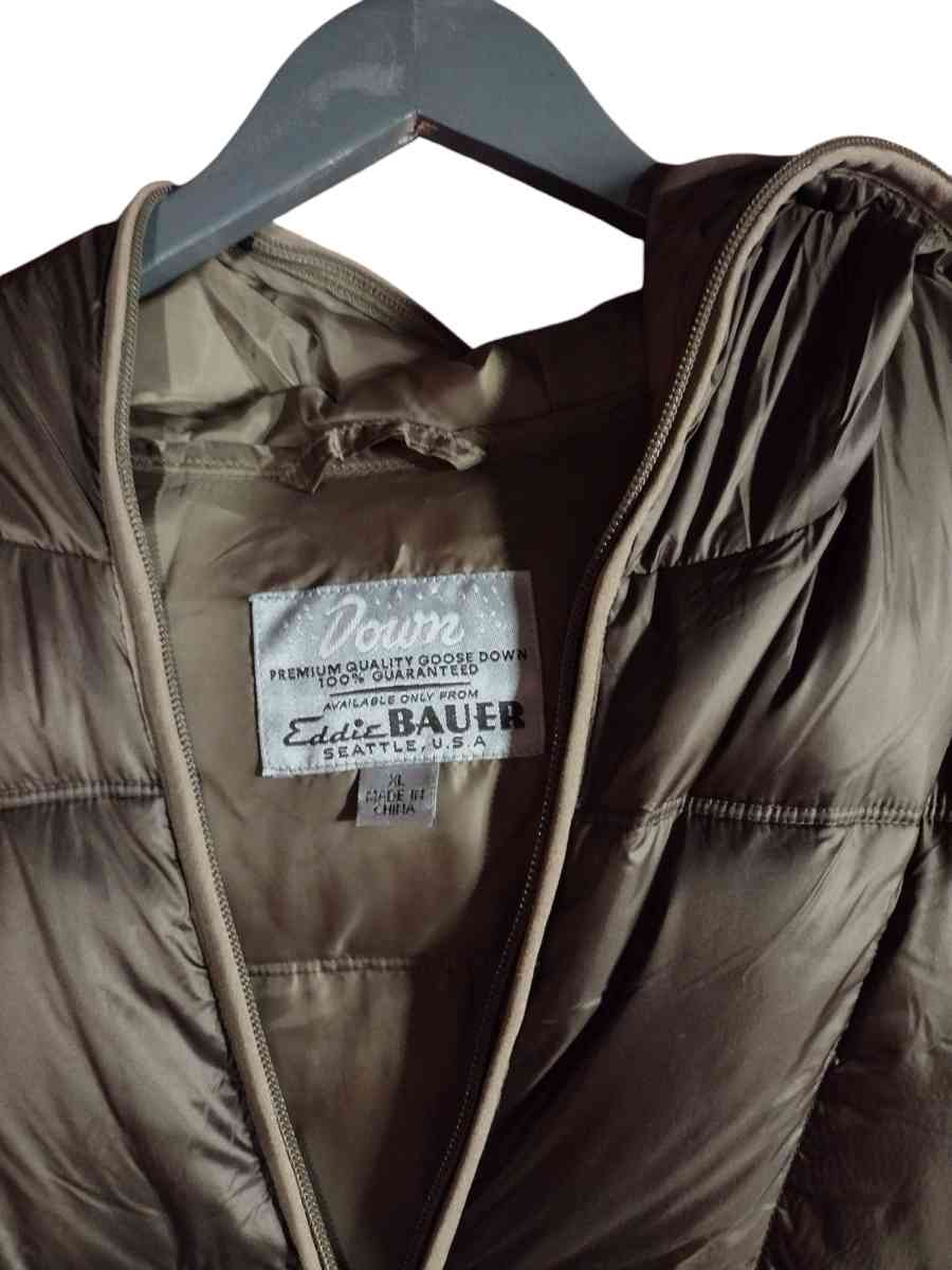 Eddie Bauer brown goose down puffer coat