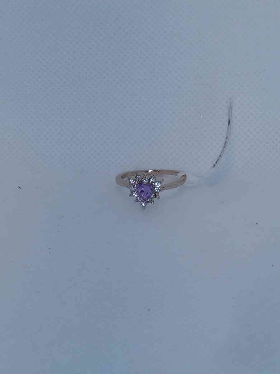 Purple White Heart Chic Rhinestone Ring