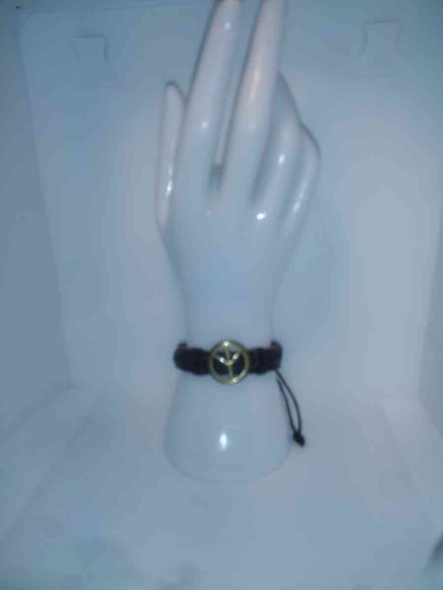 Black Peace Leather Bracelet VCB