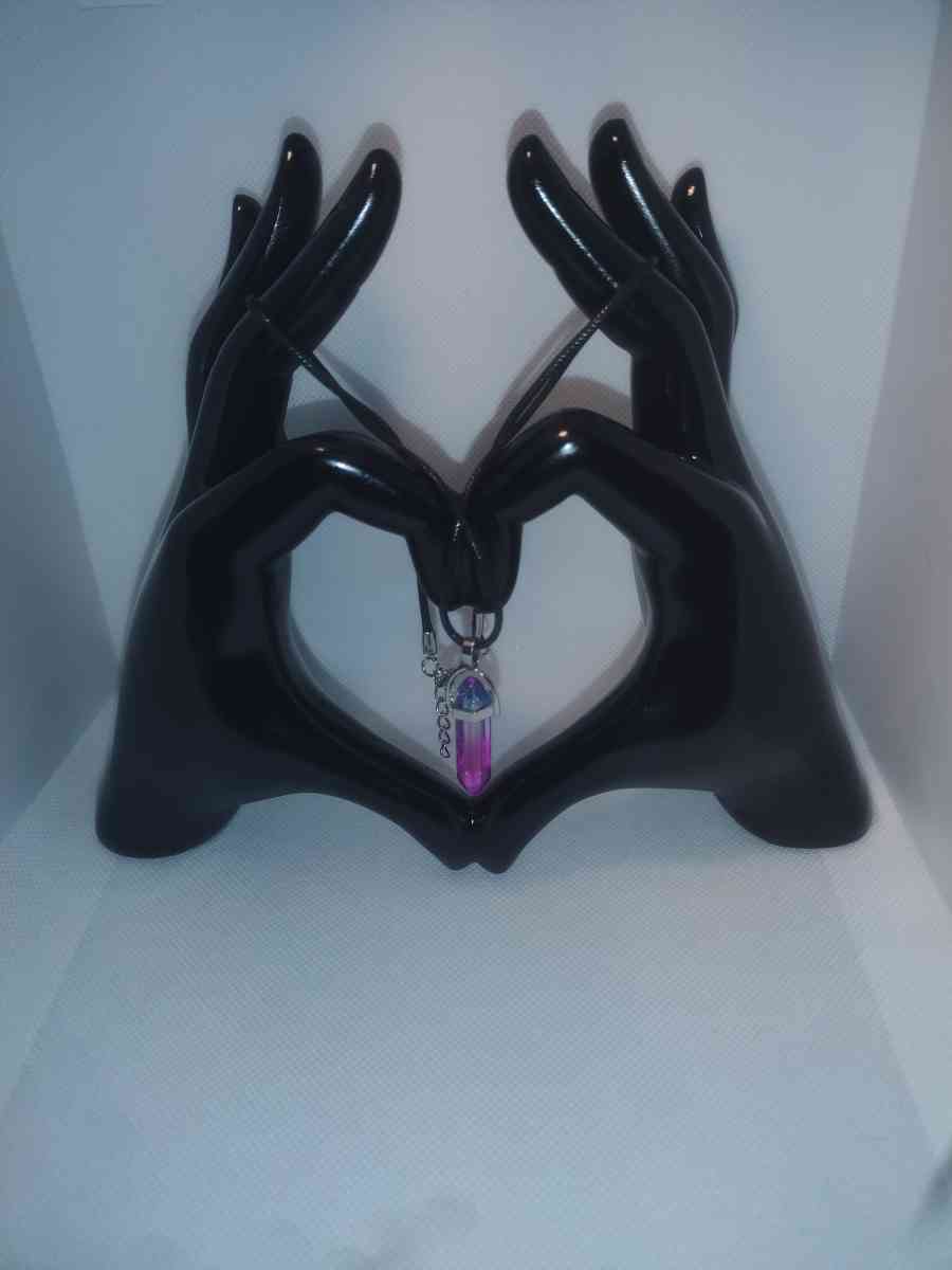 Pink Blue Glass Pendant Necklace