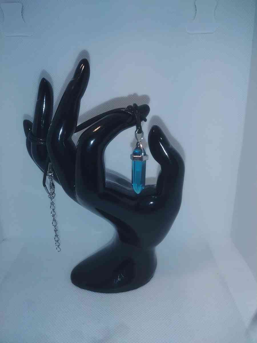 Blue Topaz Glass Pendant Necklace