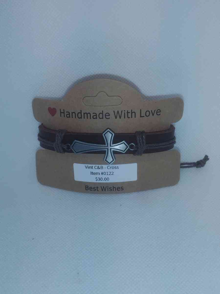 Brown Cross Leather Bracelet VCB