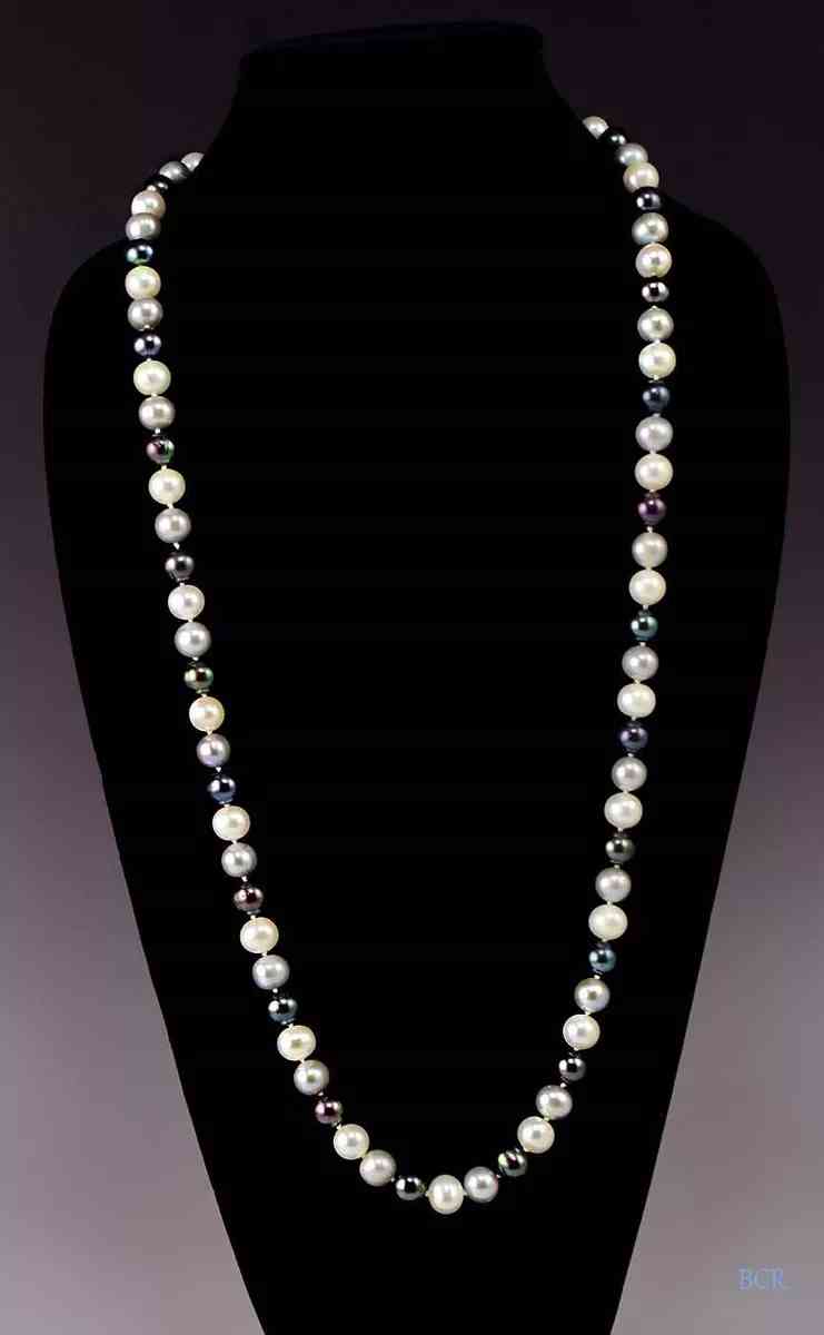 Pearl Necklace black white and gray pearls