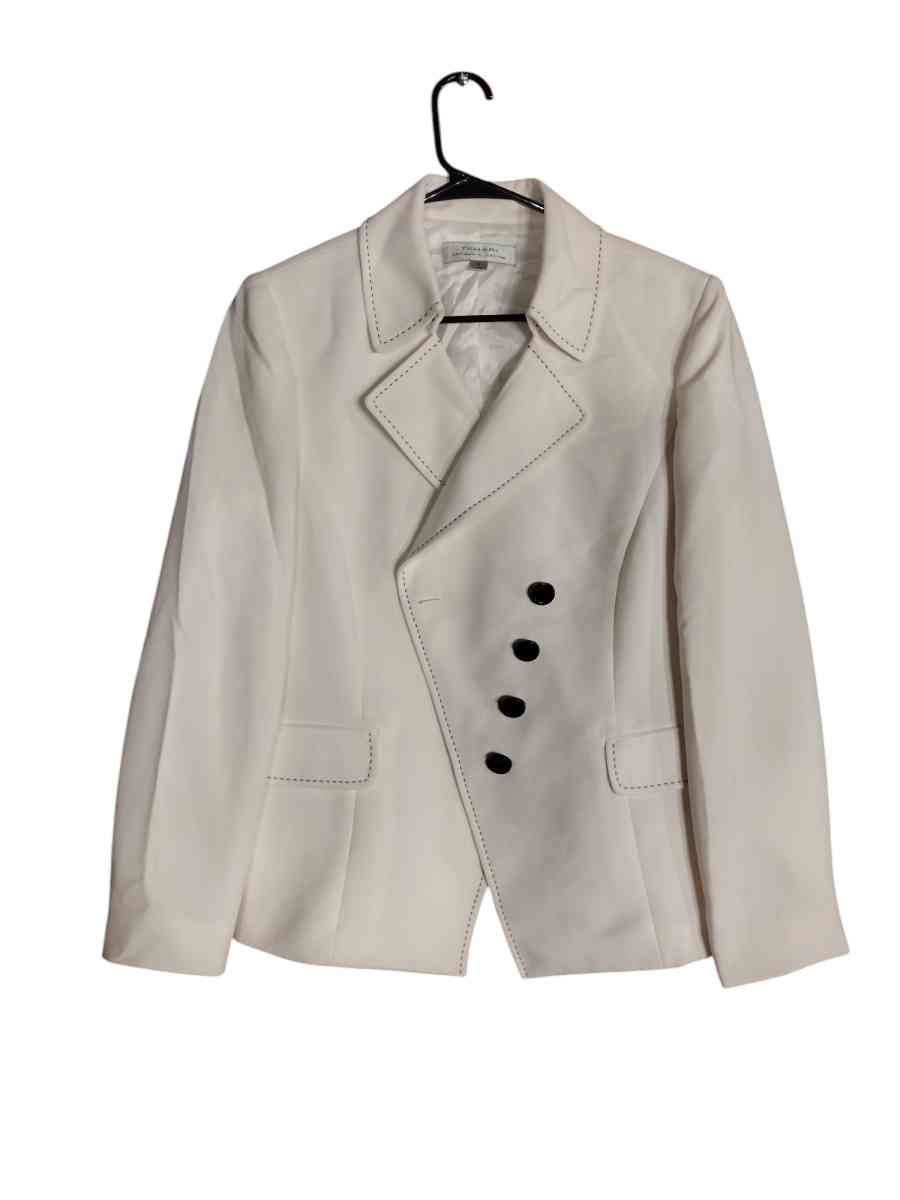 white tahari suit jacket