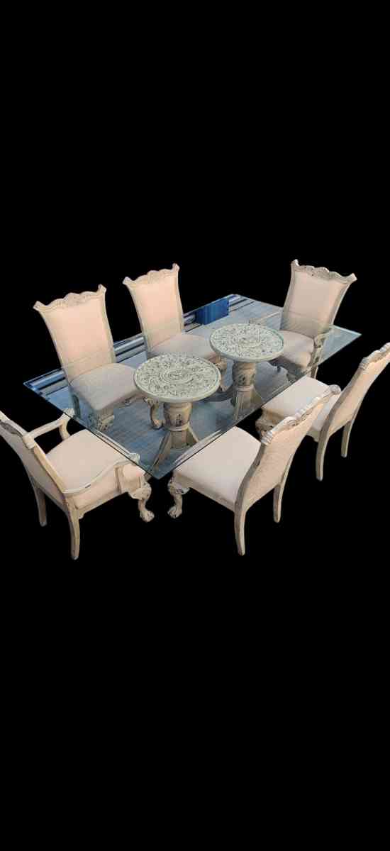 Contemporary Style Glass Table Seats 6