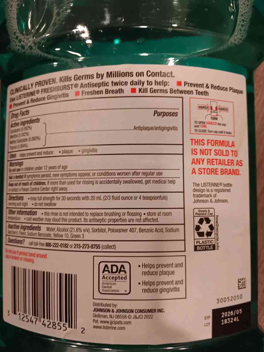 Listorine Fresh burst Antiseptic Mouthwash