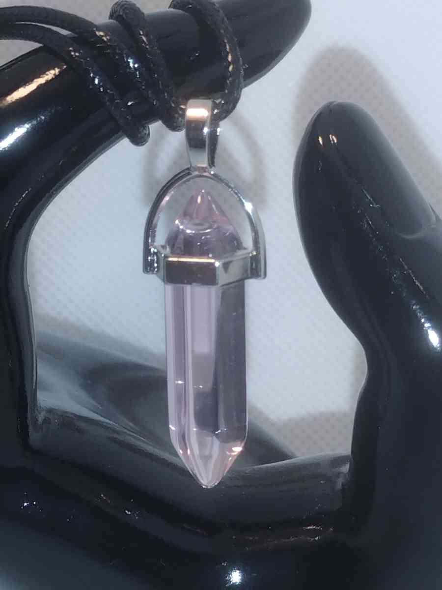 Rose Quartz Glass Pendant Necklace