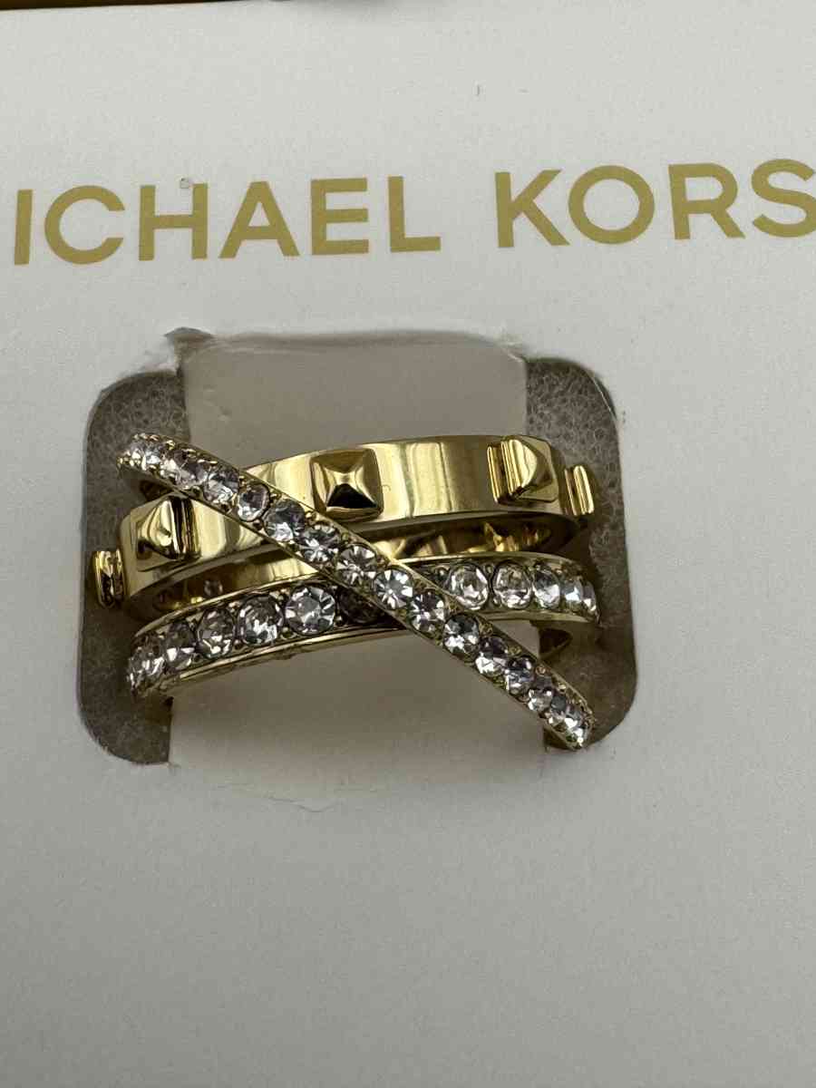 1044HCRA Michael Kors Goldtone Triple Ring Crystals Astro Ri