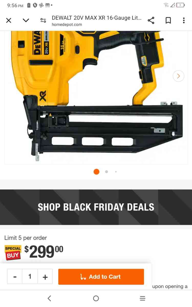 DeWalt XR 16 GA Straight Finish Nailer tool Only