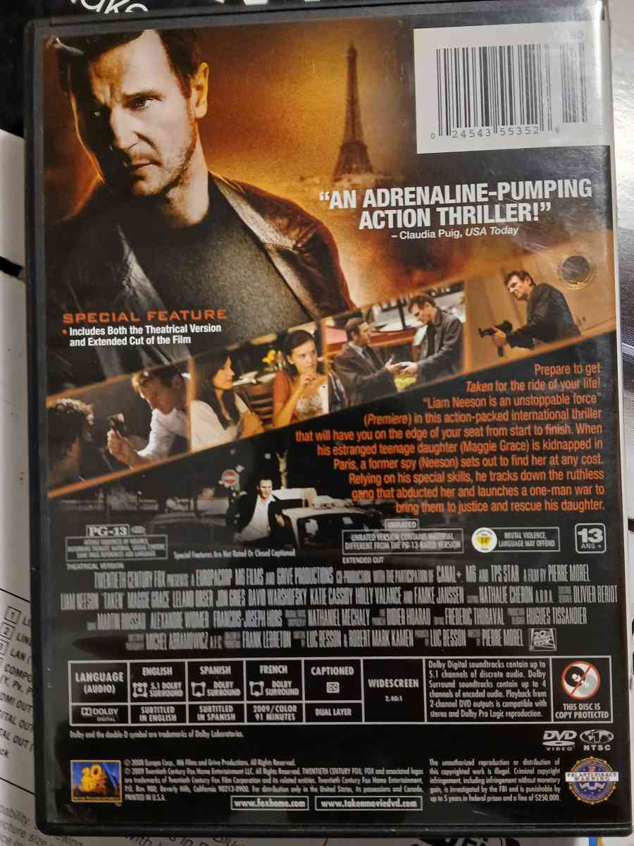 Taken DVD Extended cut with Liam Neeson