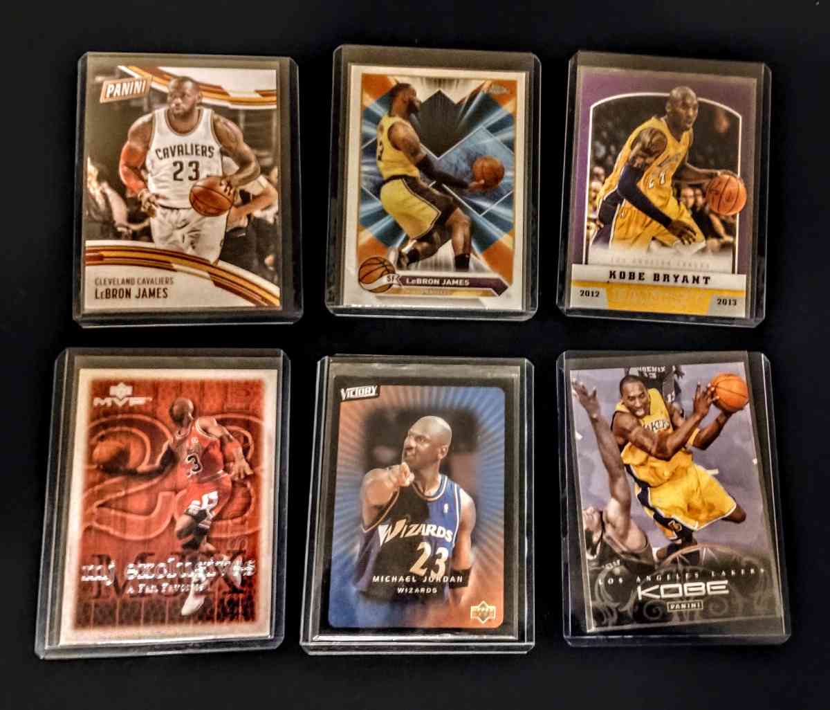 6 card lot Michael Jordan LeBron James Kobe